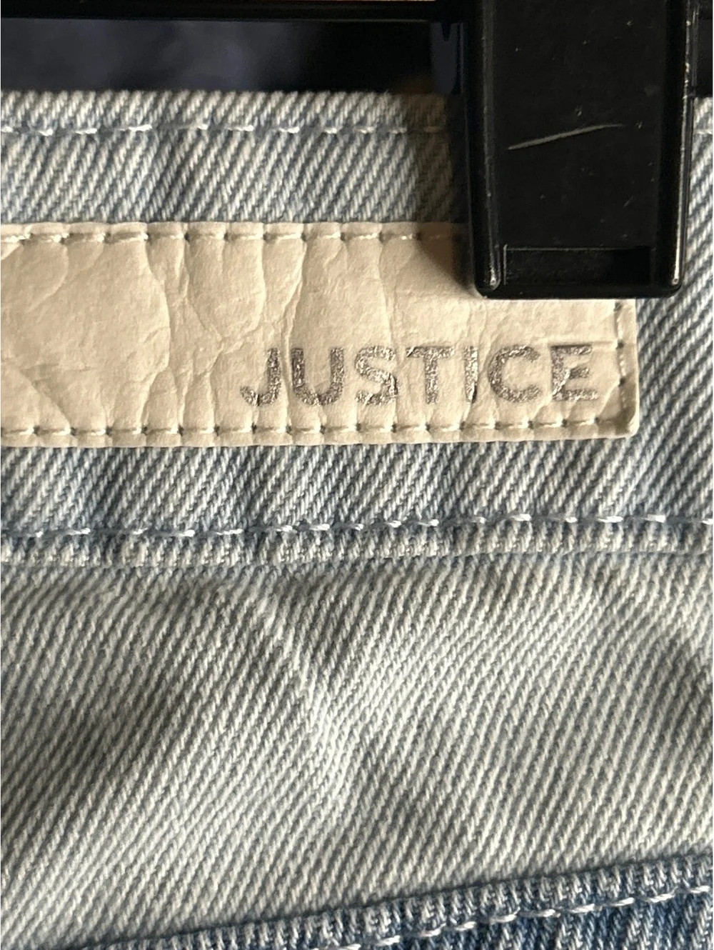 Justice Light Wash Denim Cargo Pants with Cartoon Prints